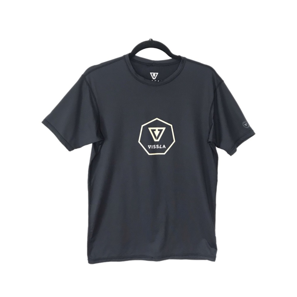 Vissla Shirt Mens Black UV Protection Surf Performance Stretch Tee Athletic - S